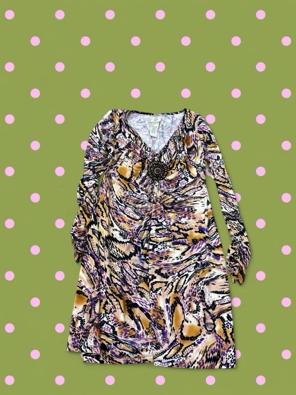 iCE Animal Print Mini Dress in Black & Purple Size Medium